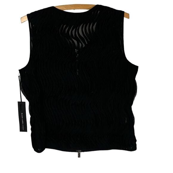 Chicos Black Textured Ruffled Zip-Front Textured Vest Size M 8 - Picture 2 of 10